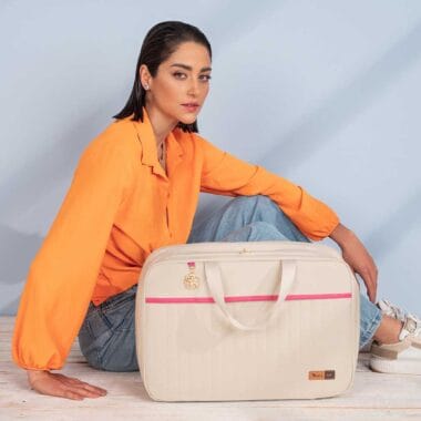 Mala Maternidade Coleção Cores - Creme e Pink