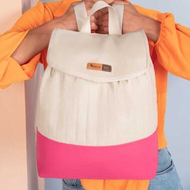 Kit Bolsa Mala e Mochila Maternidade Coleção Cores - Creme e Pink
