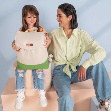 Mochila Maternidade Coleção Cores - Creme e Verde
