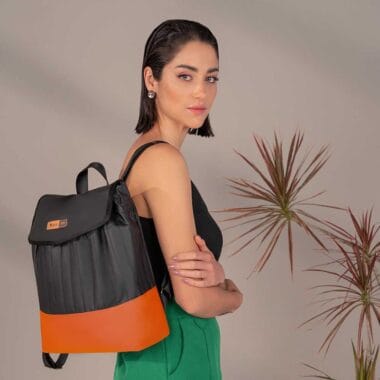 Mochila Maternidade Coleção Cores - Preto e Laranja