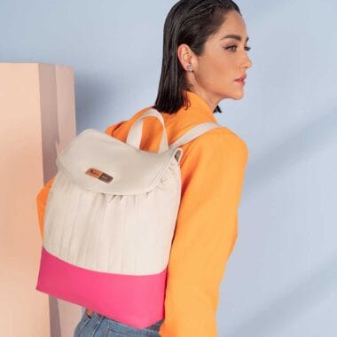 Kit Bolsa Mala e Mochila Maternidade Coleção Cores - Creme e Pink