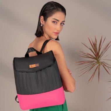 Kit Bolsa Mala e Mochila Maternidade Coleção Cores - Preto e Pink