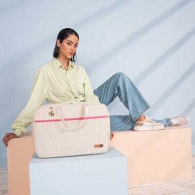 Mala Maternidade Coleção Cores - Creme e Pink