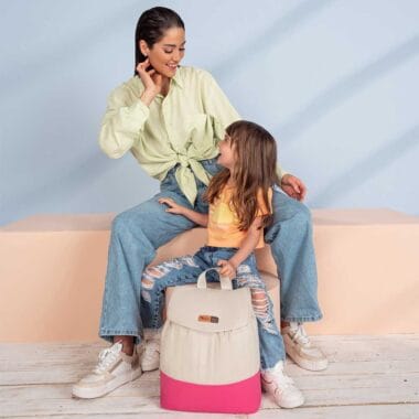 Kit Bolsa Mala e Mochila Maternidade Coleção Cores - Creme e Pink