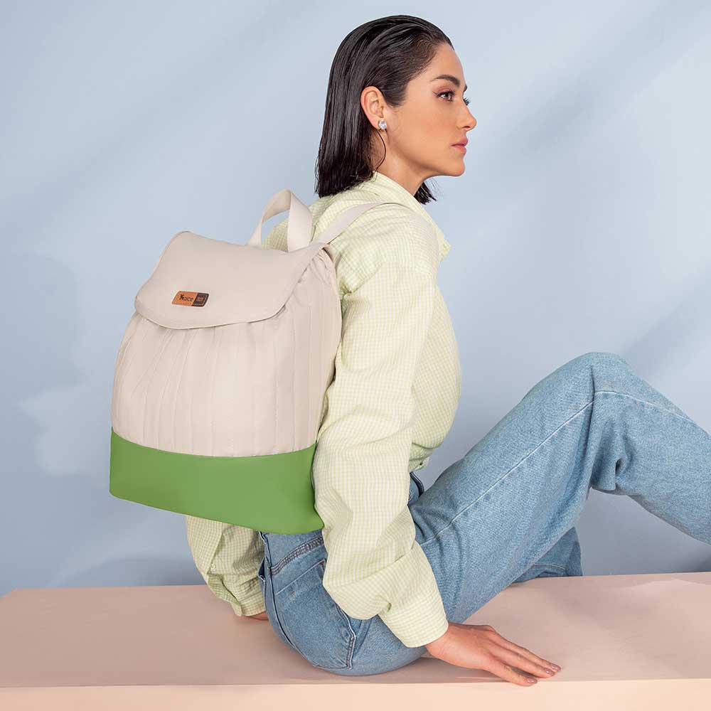 Mochila Maternidade Coleção Cores - Creme e Verde - Imagem 8