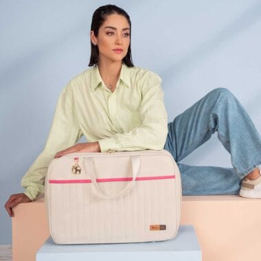 Mala Maternidade Coleção Cores - Creme e Pink