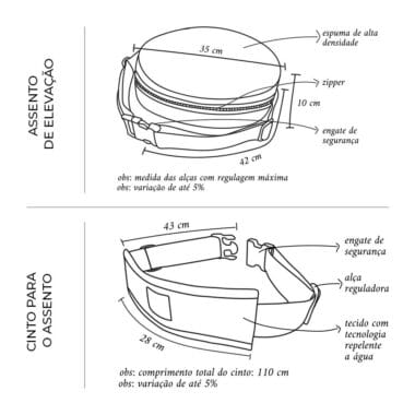Assento de Alimentação Redondo e Cinto Nude