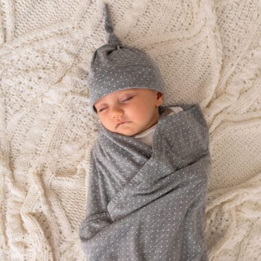 Touca Nozinho Coleção Mamãe e Bebê - Poá Cinza e Branco