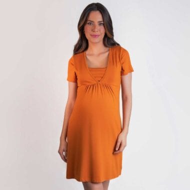 Vestido de Amamentação e Maternidade – Viscolycra Caramelo