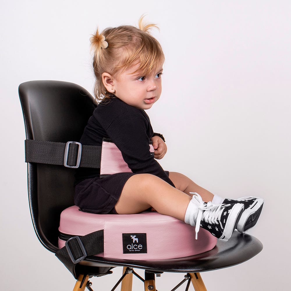 Assento De Alimentação Redondo E Cinto Rosa