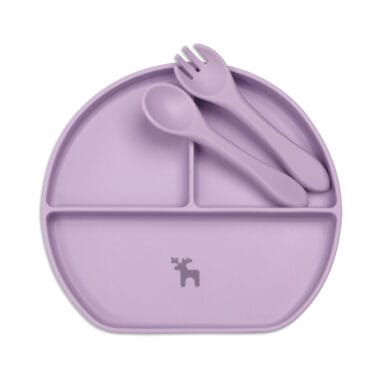 Kit Introdução Alimentar Prato Silicone com Ventosa Lilás