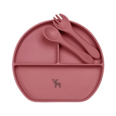 Kit Introdução Alimentar Prato Silicone com Ventosa Marsala