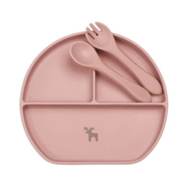 Kit Introdução Alimentar Prato Silicone com Ventosa Rose