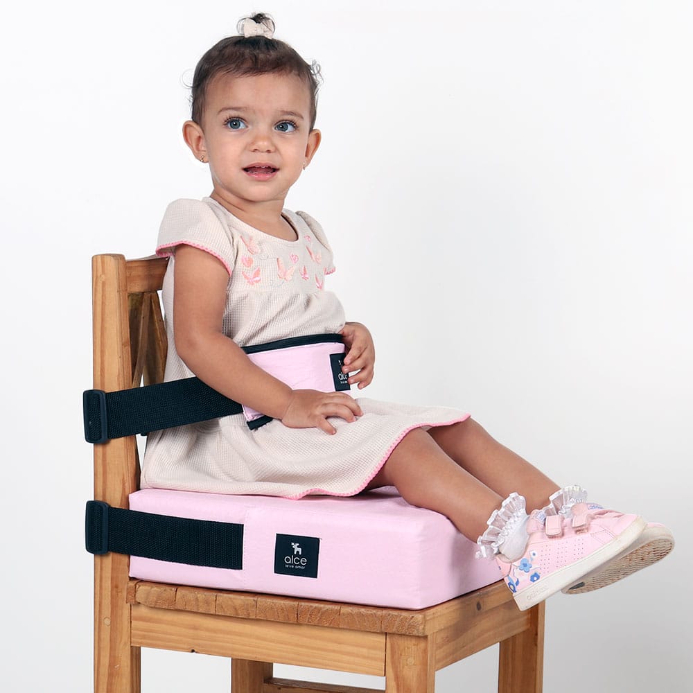 Assento De Alimentação Quadrado E Cinto Rosa