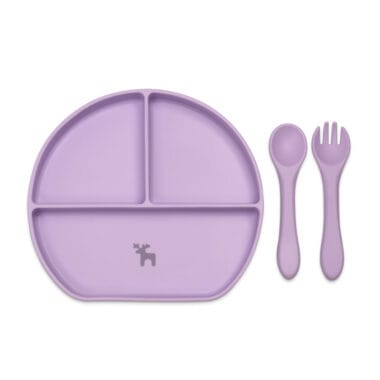 Kit Introdução Alimentar Prato Silicone com Ventosa Lilás