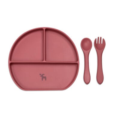 Kit Introdução Alimentar Prato Silicone com Ventosa Marsala