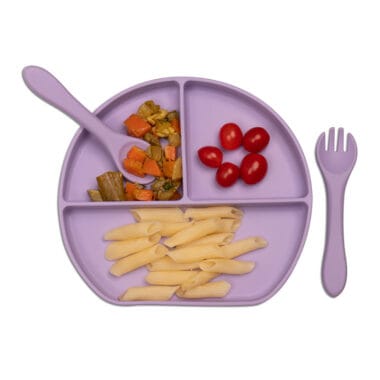 Kit Introdução Alimentar Prato Silicone com Ventosa Lilás