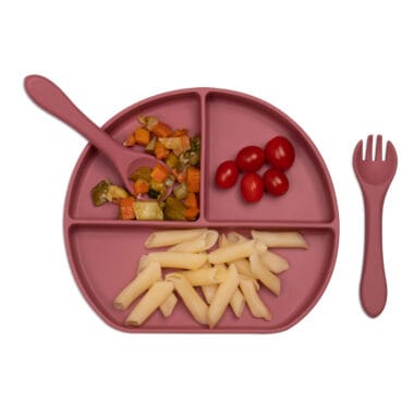 Kit Introdução Alimentar Prato Silicone com Ventosa Marsala