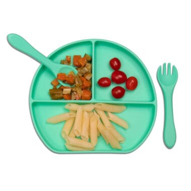 Kit Introdução Alimentar Prato Silicone com Ventosa Verde Claro
