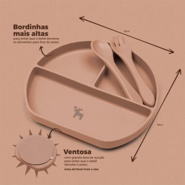 Kit Introdução Alimentar Prato Silicone com Ventosa Nude