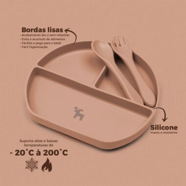 Kit Introdução Alimentar Prato Silicone com Ventosa Nude