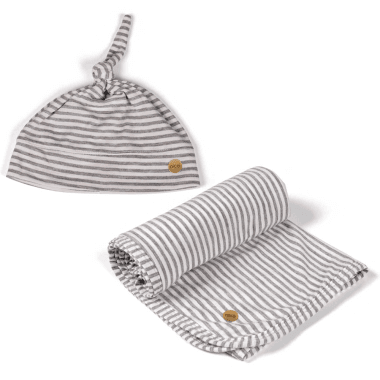 Kit Manta e Touca Para Bebê - Listras