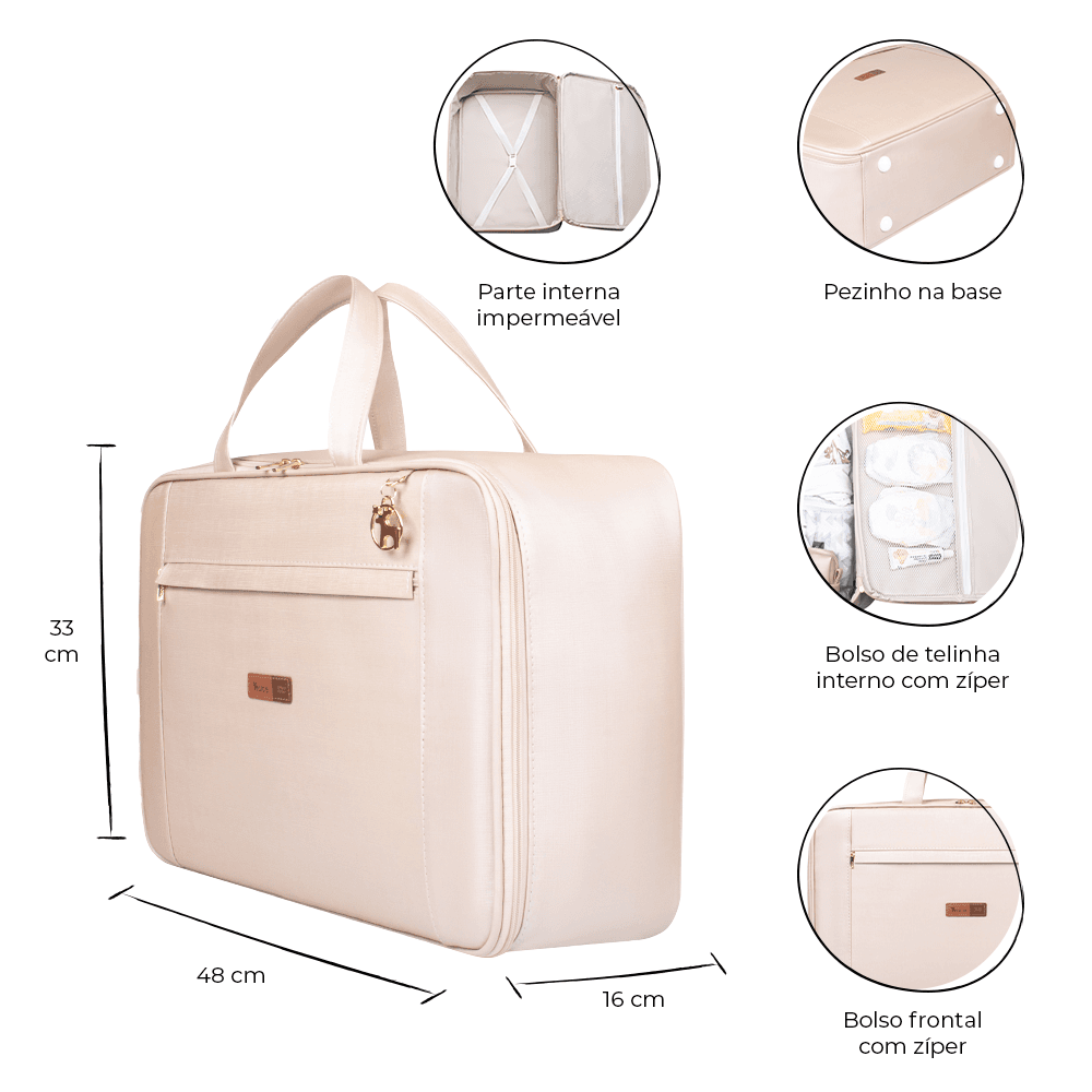 Kit Maternidade Bolsa Mala Mochila Londres Pérola - Imagem 5