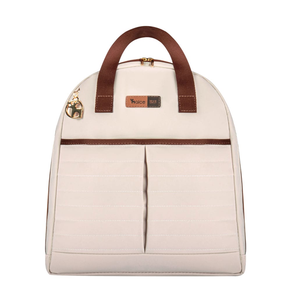 Mochila Maternidade Coleção Materna Nude além de linda e moderna vem com amplo espaço interno e divisórias inteligentes.