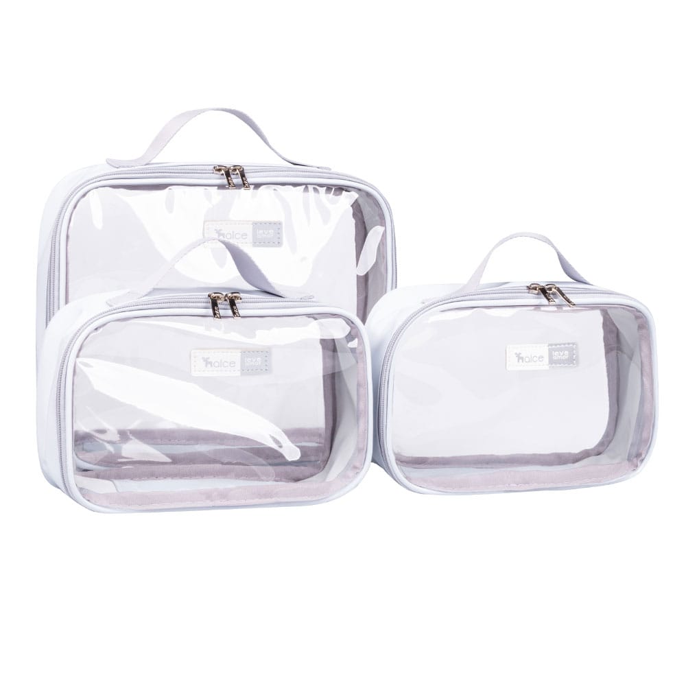 Kit de 3 Organizadores Usealce espaçosos para itens de higiene e maquiagem com praticidade e estilo na mala.