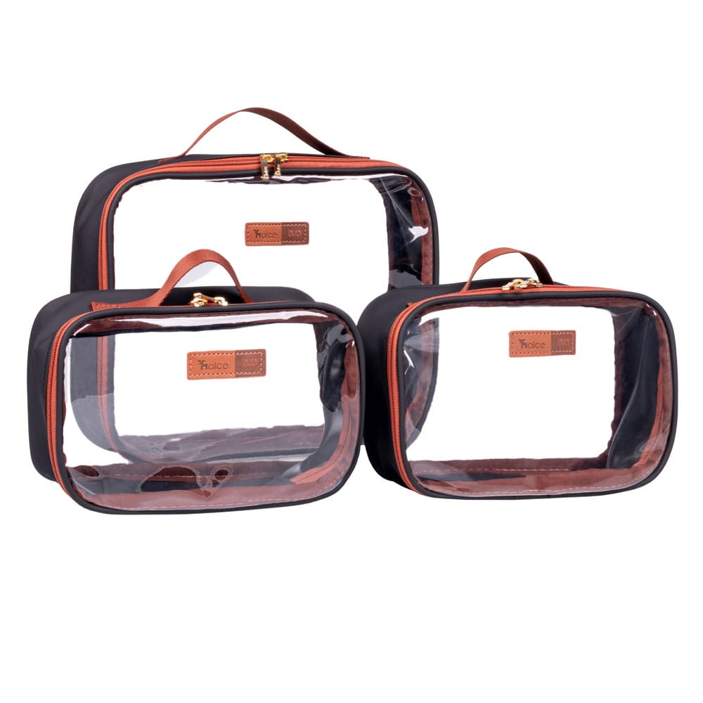 Kit com 3 Organizadores Usealce com tela transparente para organizar fraldas e roupinhas na mala do bebê.