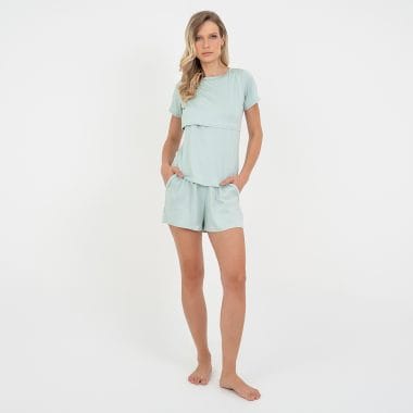 Pijama Curto  Maternidade Pistache