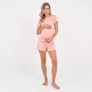 Pijama Curto Maternidade Rose