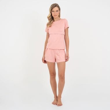 Pijama Curto Maternidade Rose