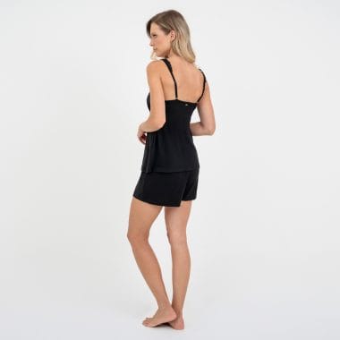 Pijama Curto Regata Maternidade Preto