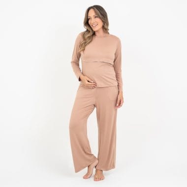 Pijama Longo Maternidade Cappuccino