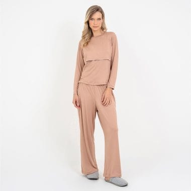 Pijama Longo Maternidade Cappuccino