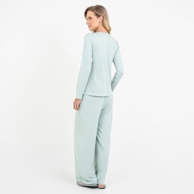 Pijama Longo Maternidade Pistache