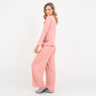 Pijama Longo Maternidade Rose