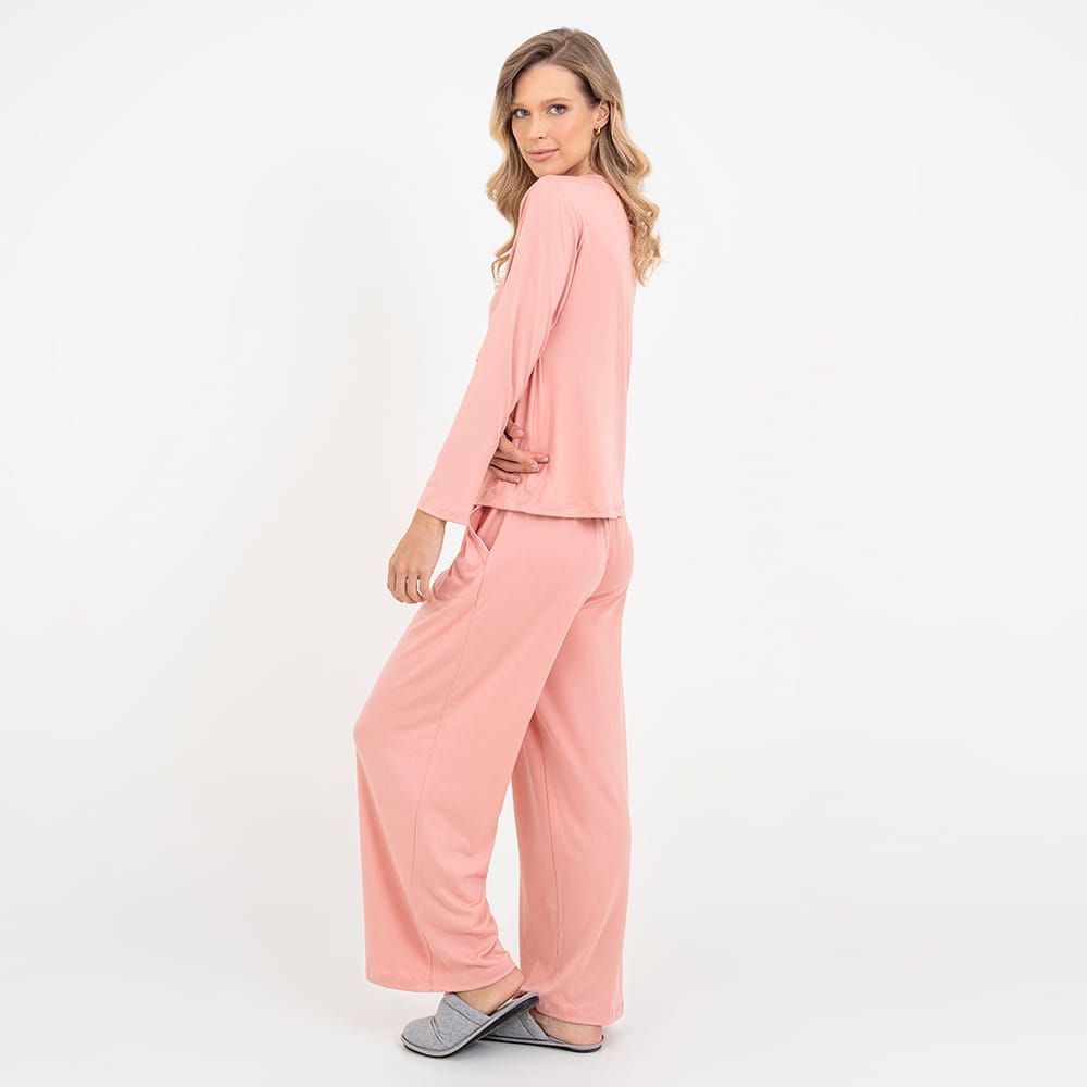 Pijama Longo Maternidade Rose - Imagem 3