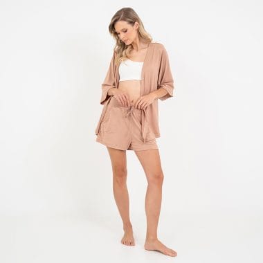 Trijunto Curto Maternidade Cappuccino e Off