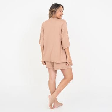 Trijunto Curto Maternidade Cappuccino e Off