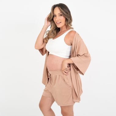 Trijunto Curto Maternidade Cappuccino e Off