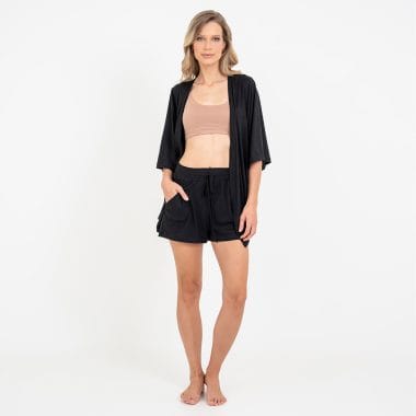 Trijunto Curto Maternidade Preto e Cappuccino