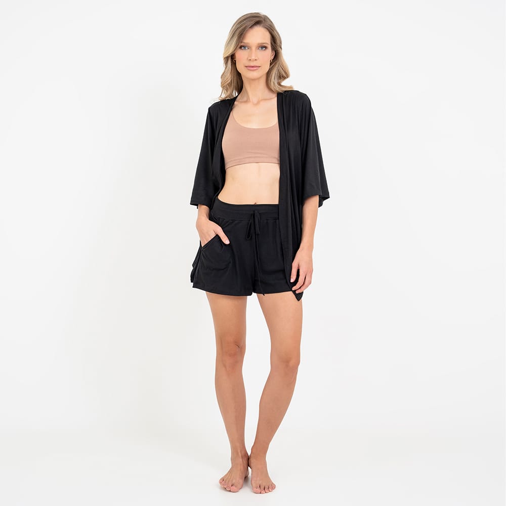 Trijunto Curto Maternidade Preto e Cappuccino