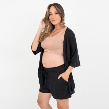 Trijunto Curto Maternidade Preto e Cappuccino