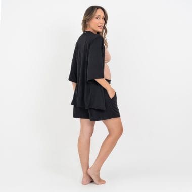 Trijunto Curto Maternidade Preto e Cappuccino