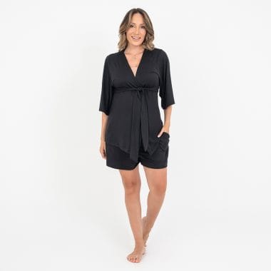 Trijunto Curto Maternidade Preto e Cappuccino