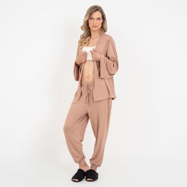 Trijunto Longo Maternidade Cappuccino e Off