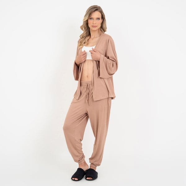 Trijunto Longo Maternidade Cappuccino e Off