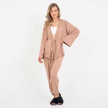 Trijunto Longo Maternidade Cappuccino e Off